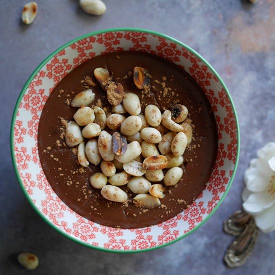 Opulent peanut chocolate pudding