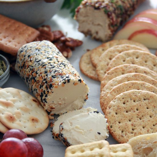 Easy Spreadable Vegan Cheese Log