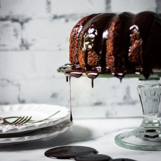 Malted chocolate bundt cake