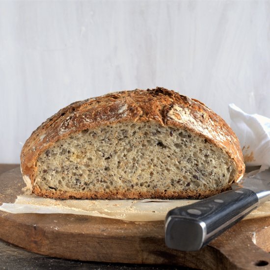 seedy rustic bread loaf