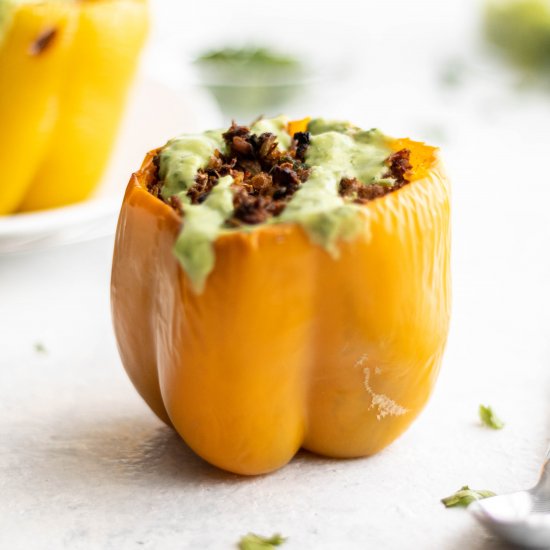 Vegan Taco Meat Stuffed Peppers