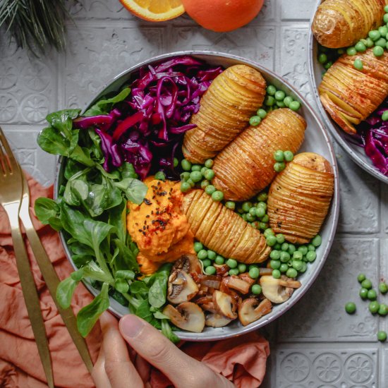 Vegan Hasselback Potatoes Bowl