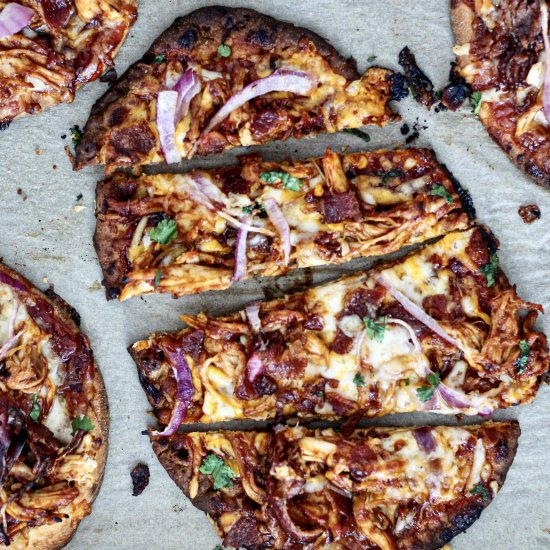 BBQ Chicken Bacon Naan Pizzas