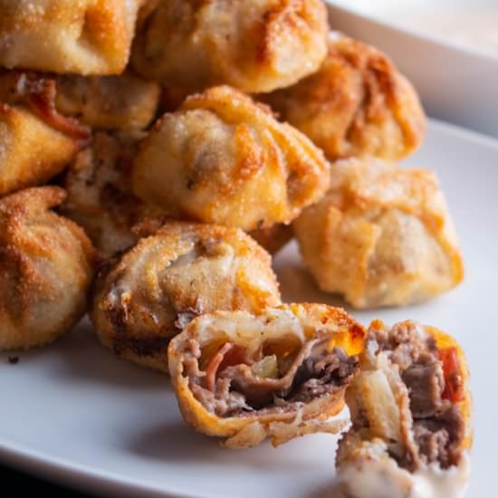 Salami Cheesesteak Wontons