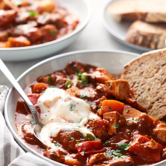 Vegan Goulash with Smoked Tofu