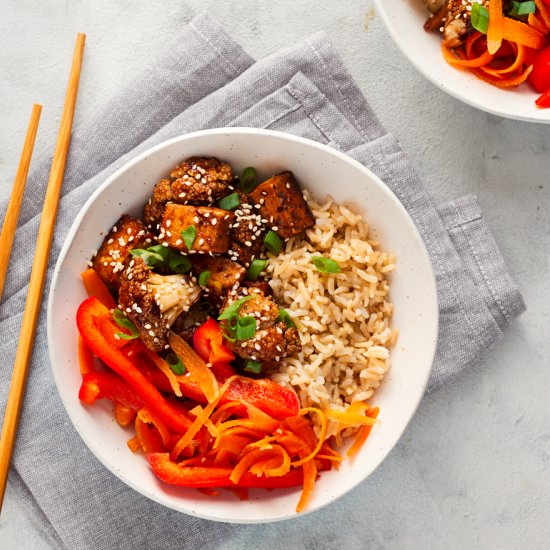 Baked Teriyaki Tofu and Cauliflower