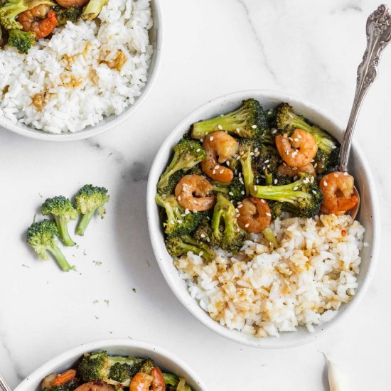 Hot Honey Garlic Shrimp Stir Fry