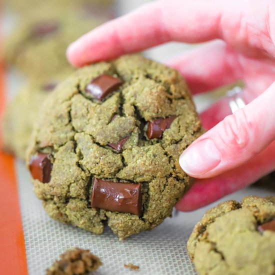 Matcha Mint Chocolate Chip Cookies