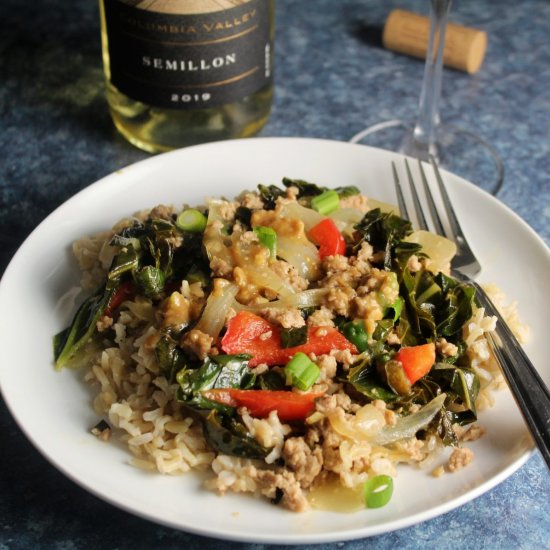 Ground Pork Stir Fry with Collards