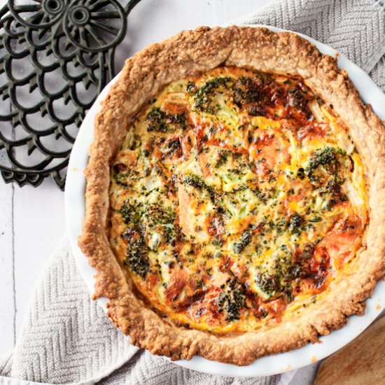 Broccoli and Smoked Salmon Quiche