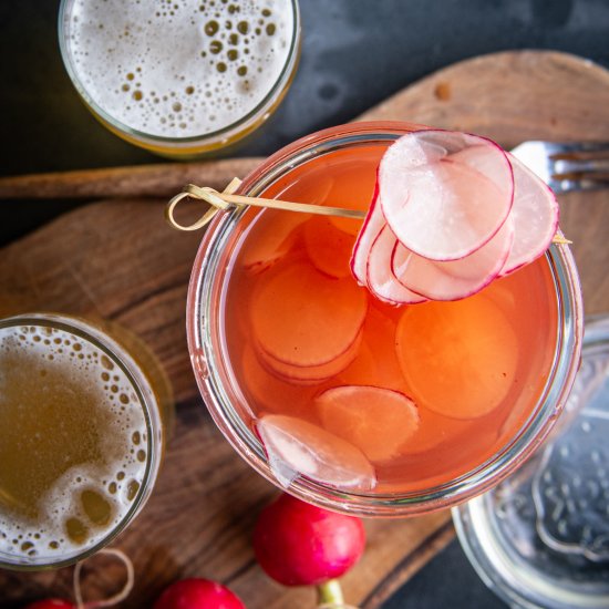 Sriracha Beer Pickled Radishes