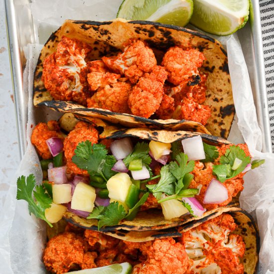 Vegan Cauliflower Tacos Al Pastor