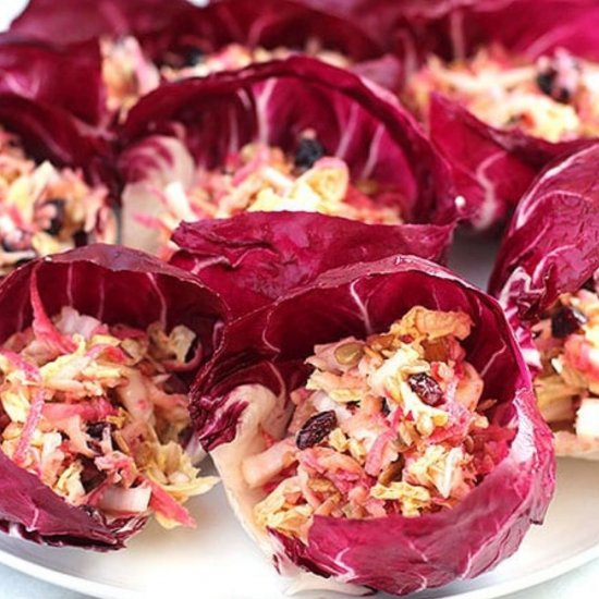 Apple Cabbage Slaw in Radicchio Cup