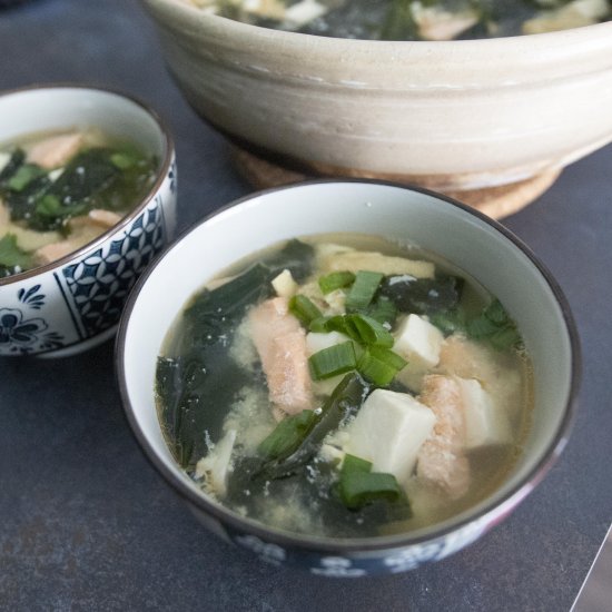 Homemade seafood stock miso soup