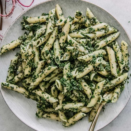 Beet Greens Pesto Pasta