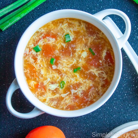 Tomato Egg Drop Soup with Shrimp