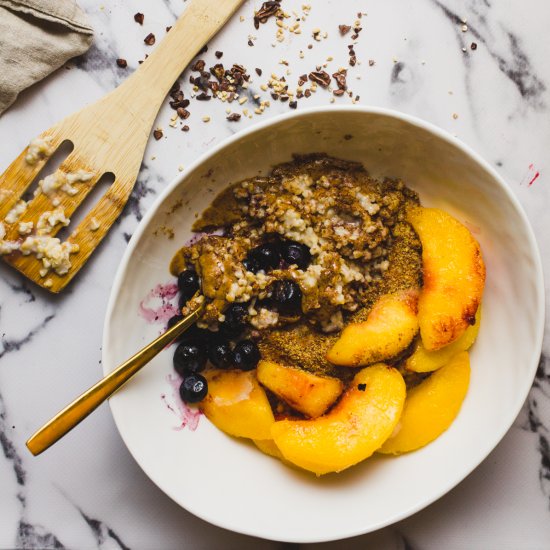 The Perfect Peach Oatmeal Bowl