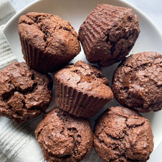 Healthy Oat Flour Chocolate Muffins