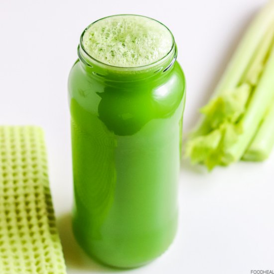 Celery juice recipe with kale stems