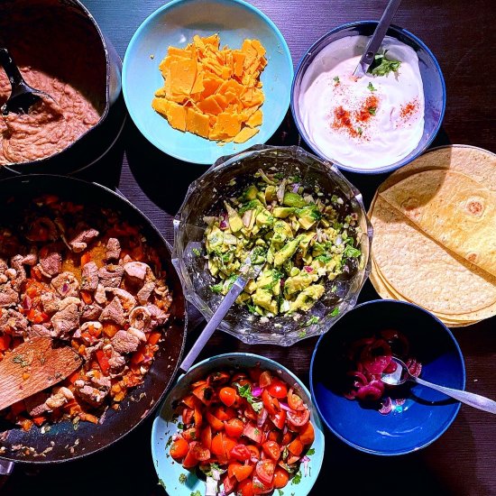 Tequila duck fajitas