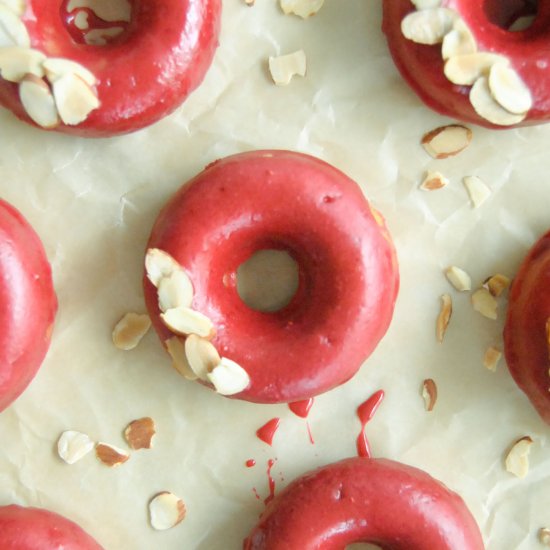 Raspberry Almond Cake Donuts