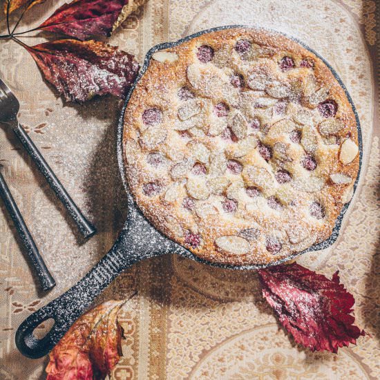 Raspberry Almond Skillet Cake