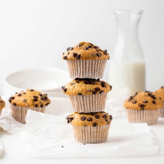 Vegan chocolate chip muffins