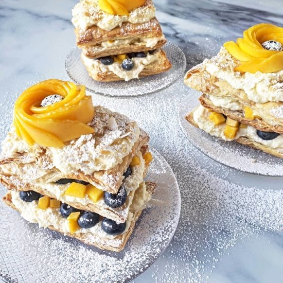 Mango & Blueberries Napoleon