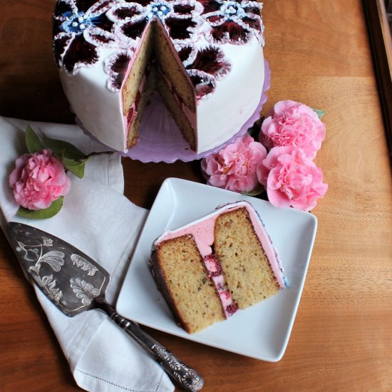 Pistachio, Raspberry & Rose Cake