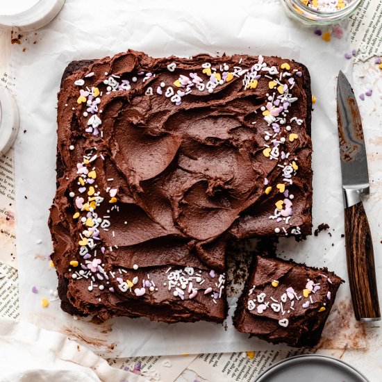 One Bowl Vegan Chocolate Sheet Cake