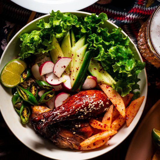 Lacquered Sesame Chicken Bowls