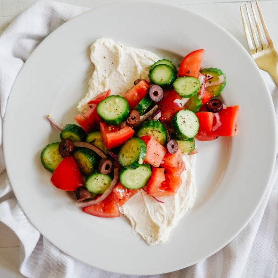 Greek Salad + Pepper Whipped Feta