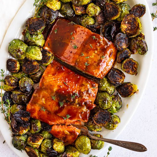 Sheet pan maple glazed salmon