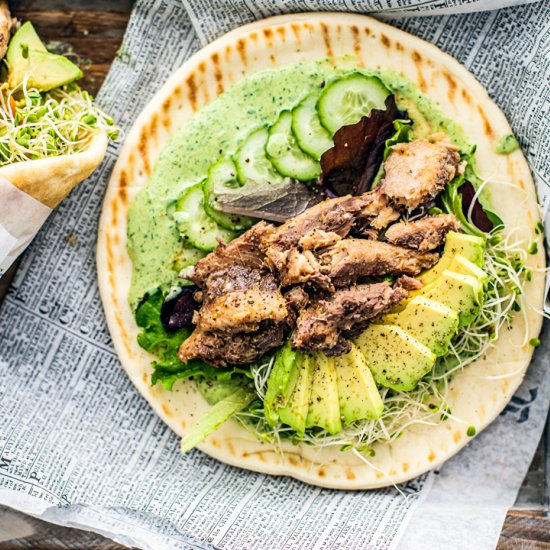 green goddess pita + sardines