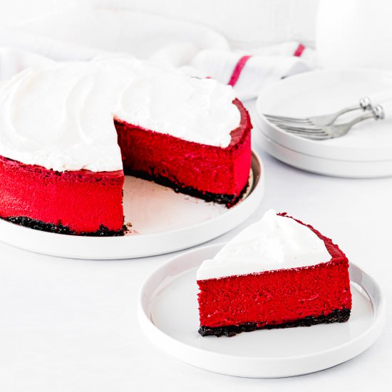 Eggless Red Velvet Cheesecake