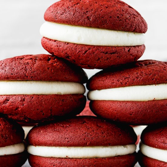 Eggless Red Velvet Whoopie Pies