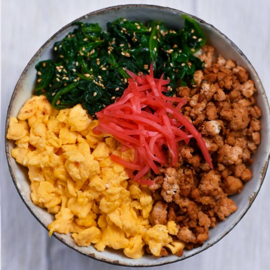 Ground Chicken Soboro Don Rice Bowl