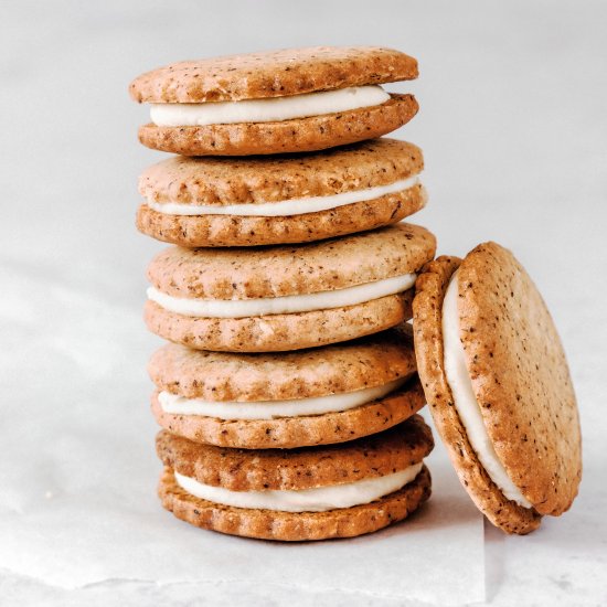 White chocolate sandwich cookies