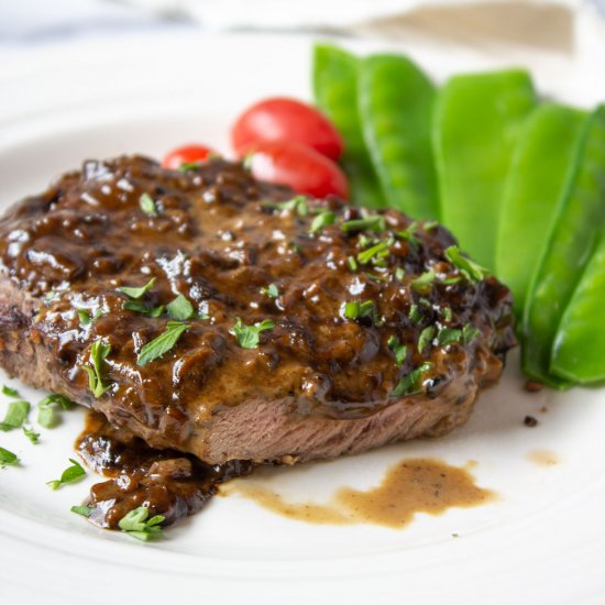 Elk Steak au Poivre