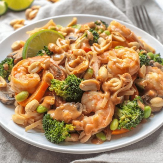 Peanut Sauce Stir Fry with Shrimp