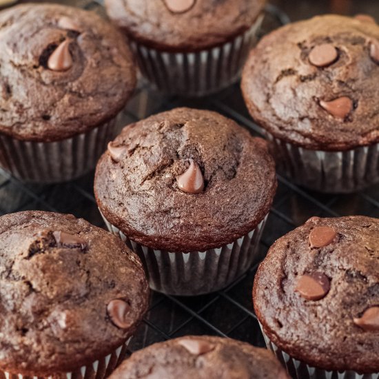 Chocolate Banana Oat Muffins