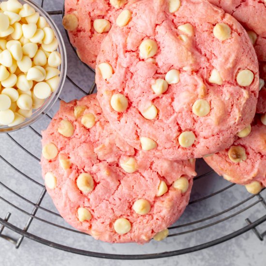 Strawberry Cake Mix Cookies