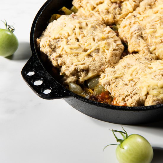 Savory Green Tomato BLT Cobbler