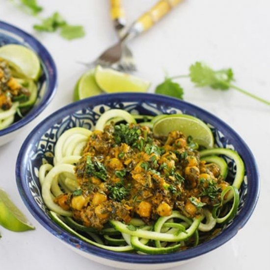 Chickpeas & Greens with Zoodles