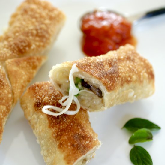 Cheesy Arancini Egg Rolls