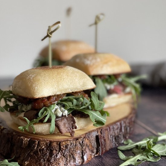 Steak Sliders with Blue Cheese and