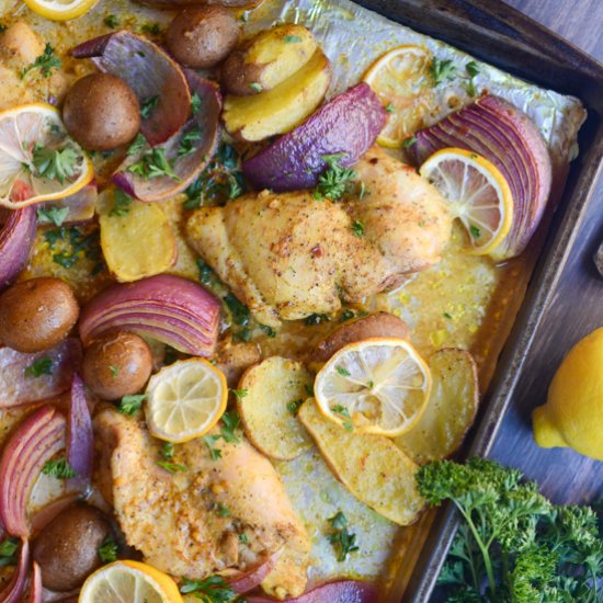 Sheet Pan Lemon Chicken Thighs