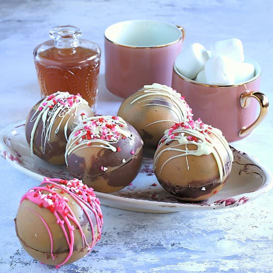 Boozy PB Chocolate Hot Cocoa Bombs