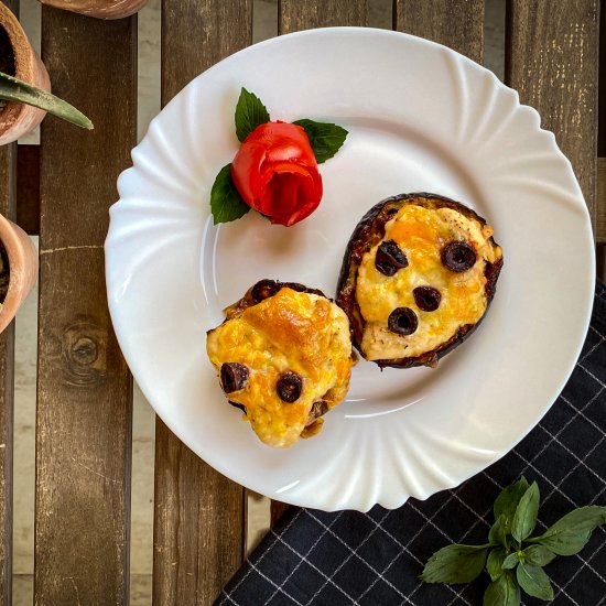 Low Carb Eggplant Chicken Pizza