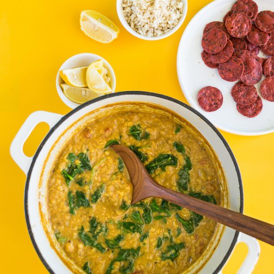 Red Lentil Soup with Spinach